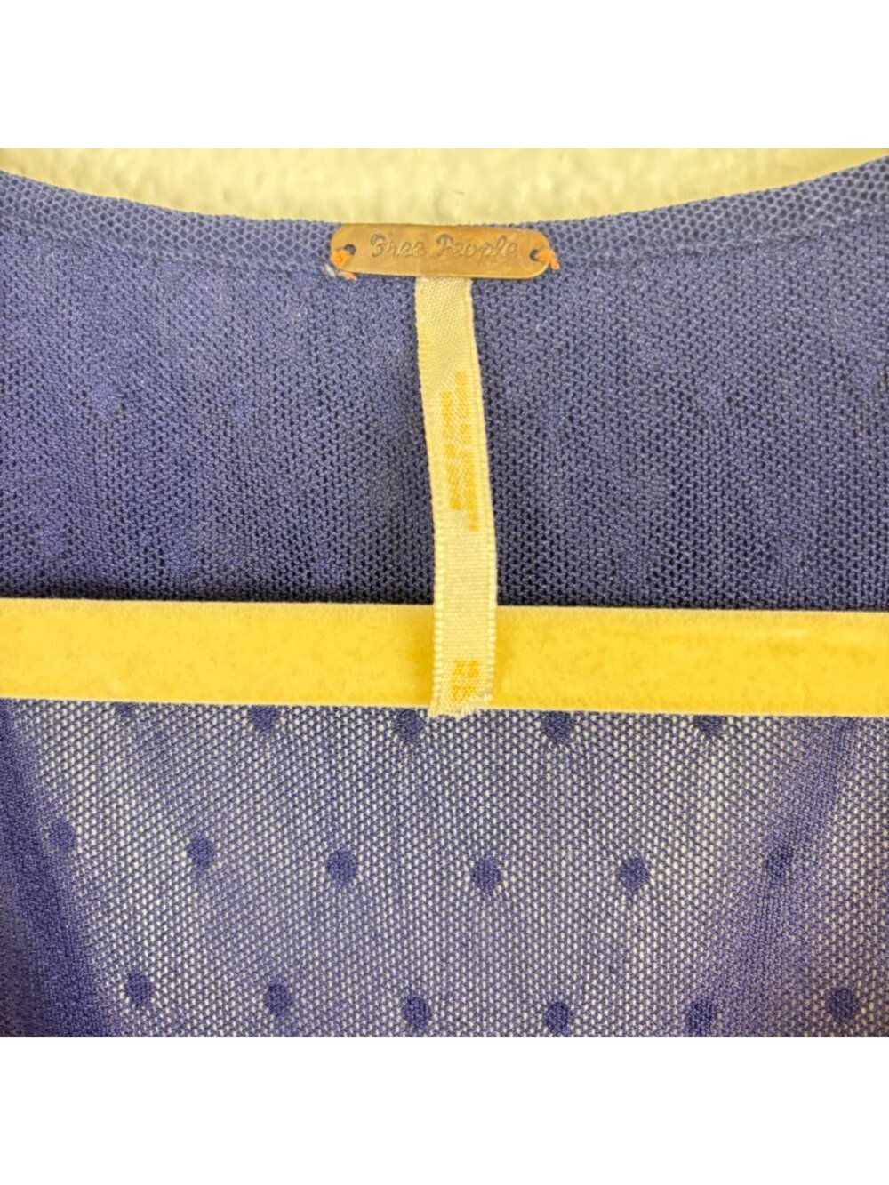 ✨3/$30 Free People XS Vtg Y2K Blue Floral Velvet Midi Dress Ruffle Polka Dot - Picture 5 of 5